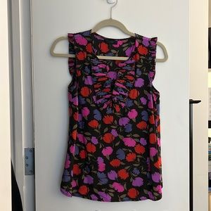 J Crew Silk flowered sleeveless blouse Sz 0